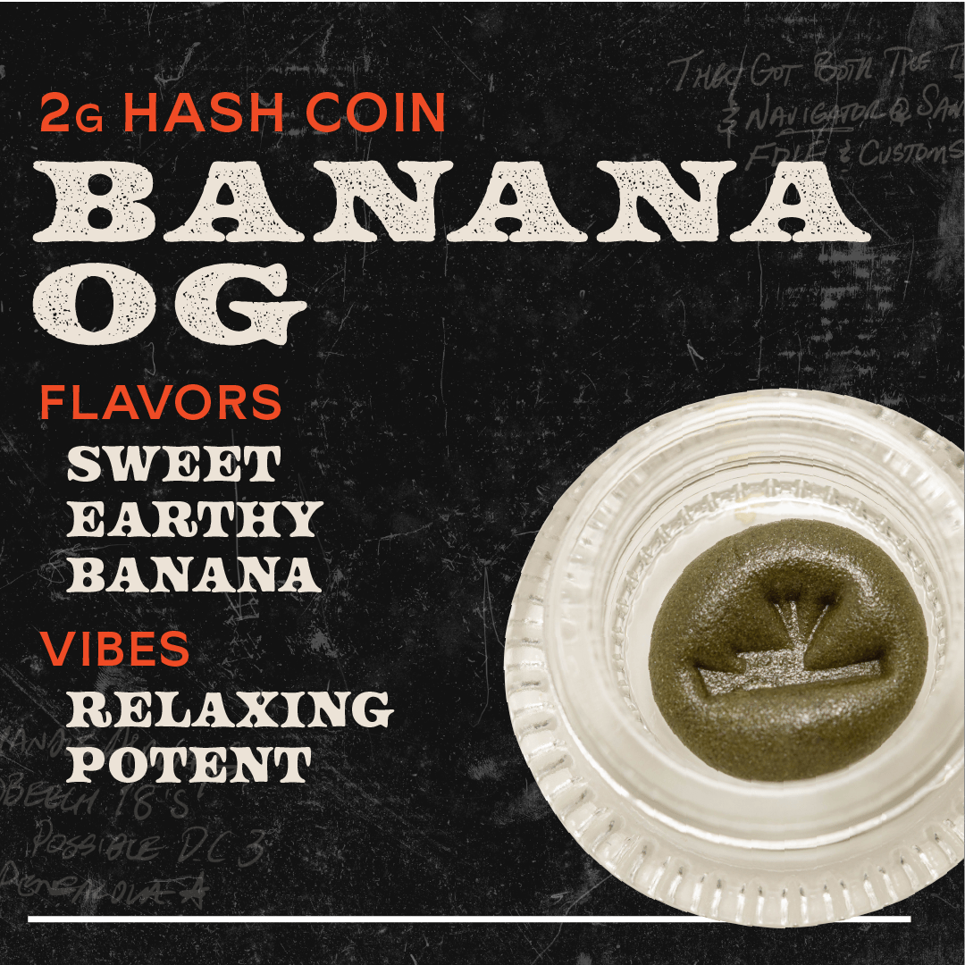 Banana OG 2g Hash Coin Indica 2g Concentrates Sunburn Sunburn banana-og-2g-hash-coin-indica-2g-concentrates-sunburn-sunburn
