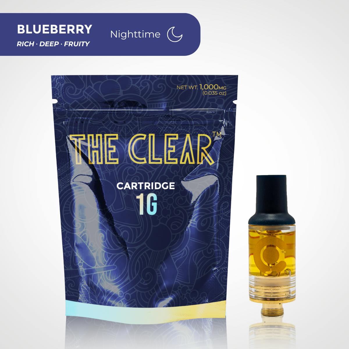 The Clear Blueberry Cartridge - 1g - 1g | Vape Cartridges | The Clear |  Indigo Dispensary (Rec)