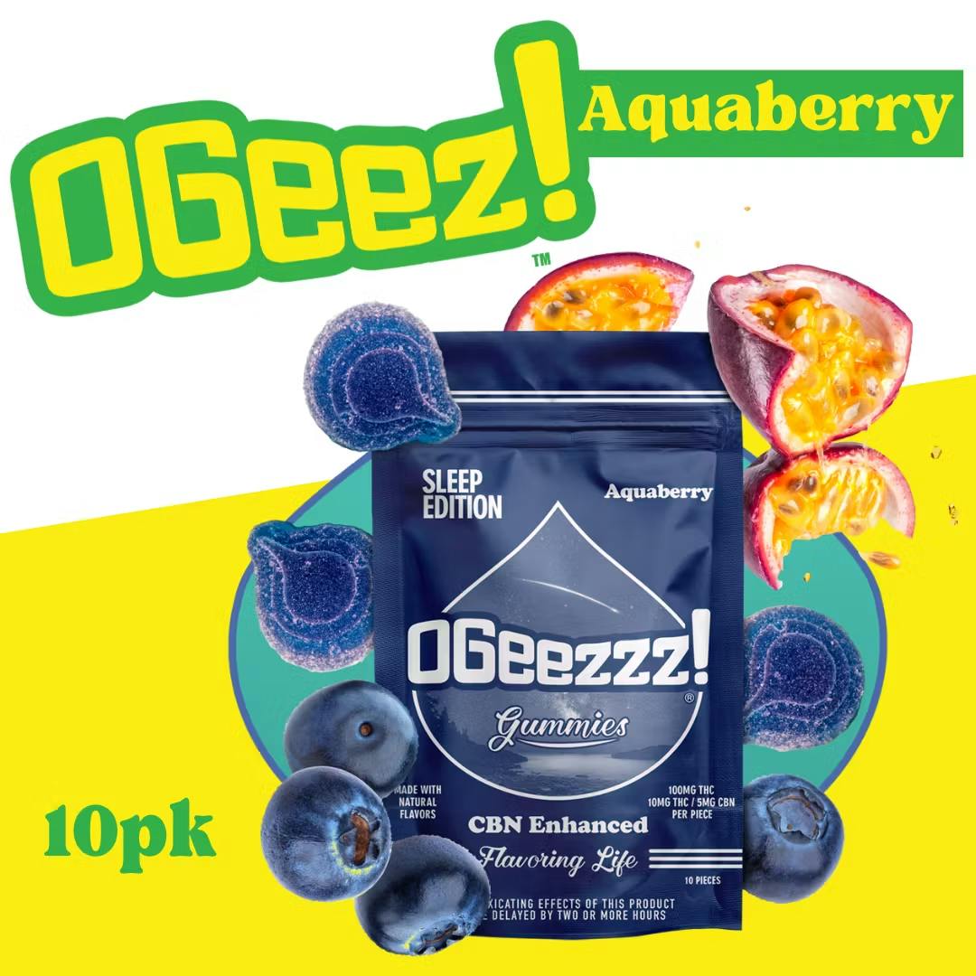 OGeez THC:CBN 2:1 Sleep Edition Aquaberry Gummies - 100mg - 100mg