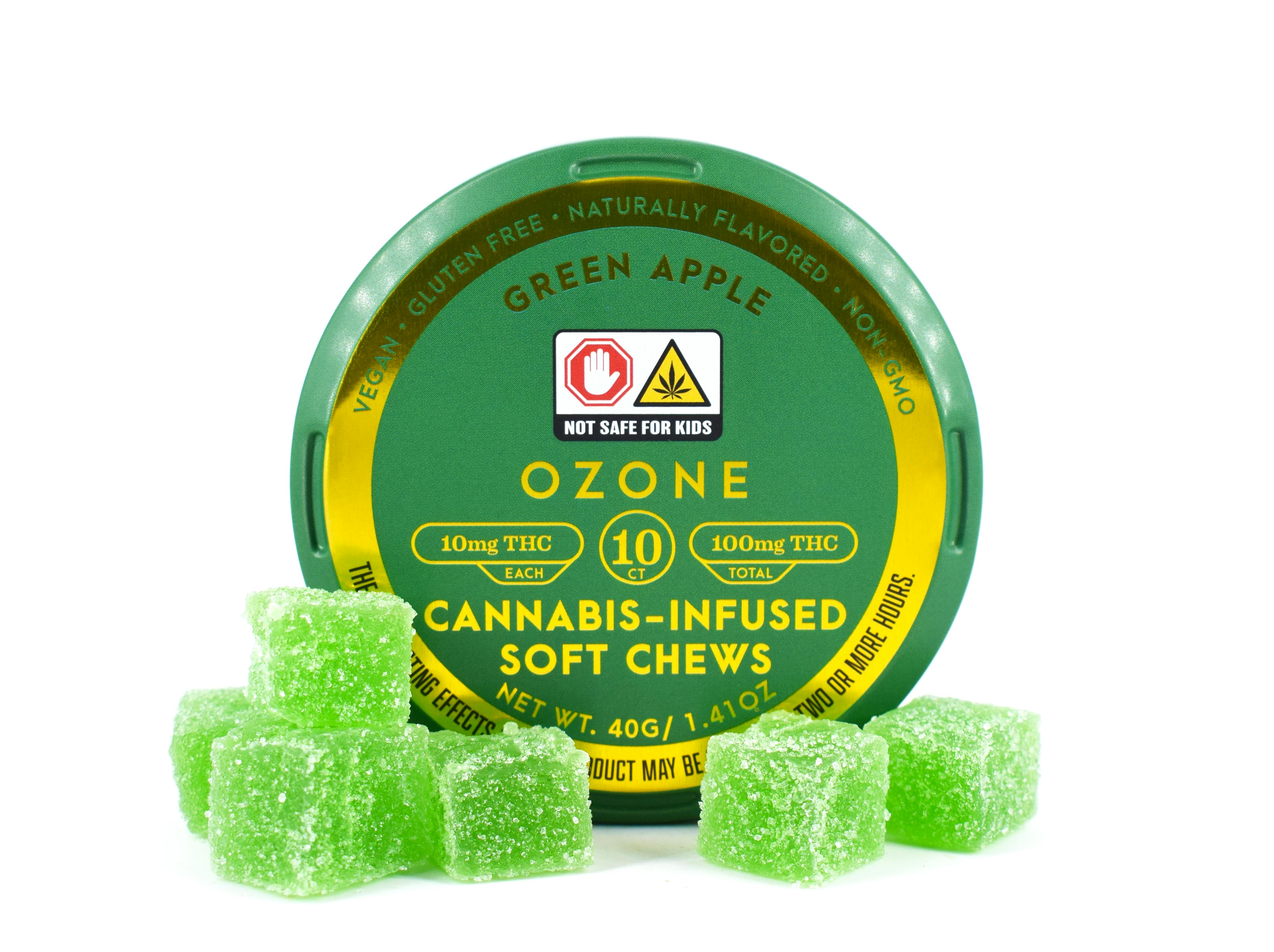 Shop adultuse Green Apple Soft Chews 10 Pack 1g Edibles by Ozone
