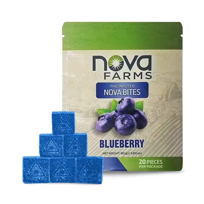 Blueberry Nova Bites 20pk 95.28mg Edibles Nova Farms Framingham