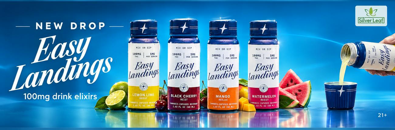 New drop: "Easy Landings", 100mg drink elixirs. Cl