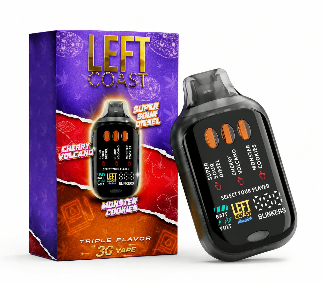 Shop Monster Cookies x Cherry Volcano x Super Sour Diesel | AIO Vape | 3g -  3g at Long Island's Best Recreational Dispensary | Happy Days Dispensary