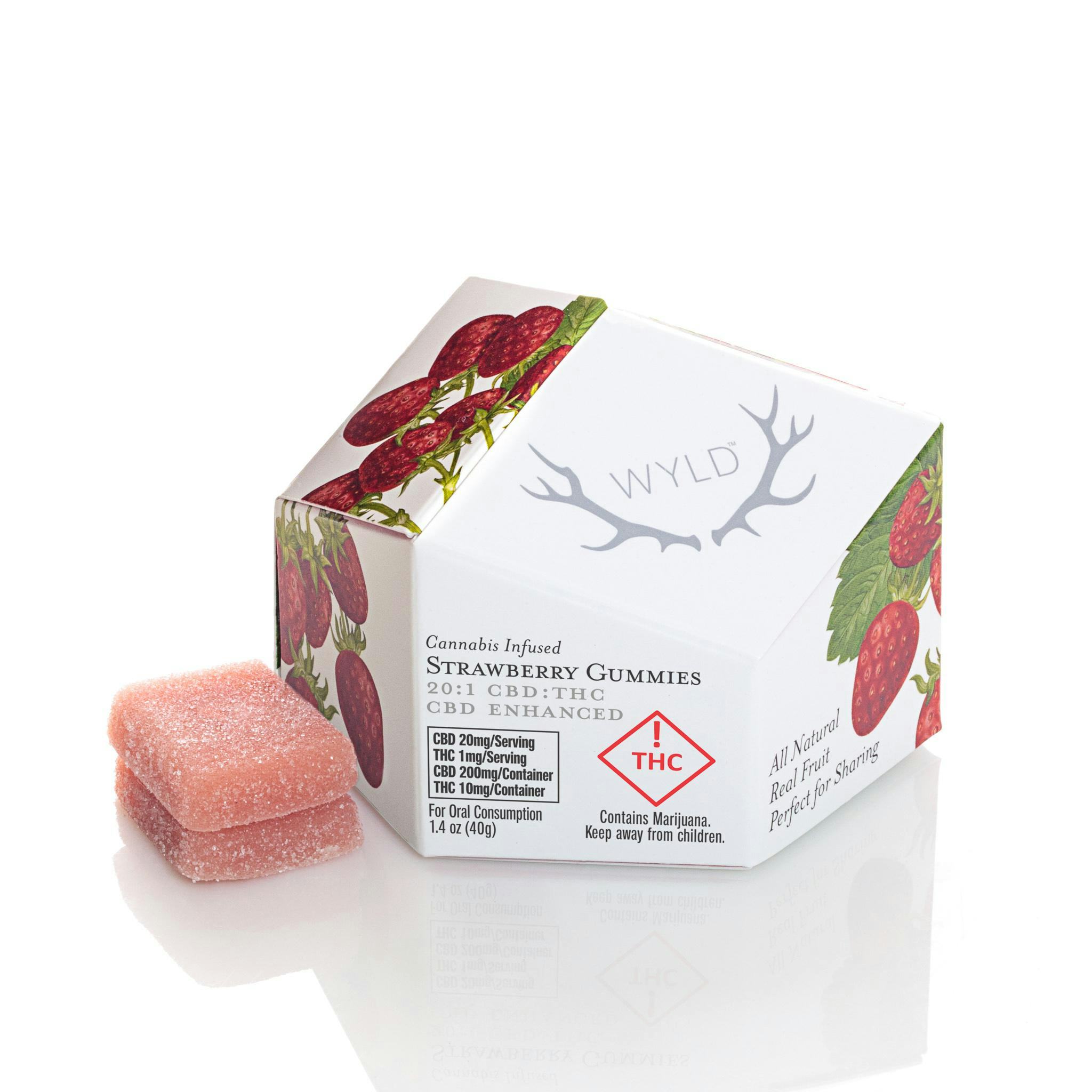 Image of Wyld Strawberry 20:1 CBD, THC Gummies 10mg