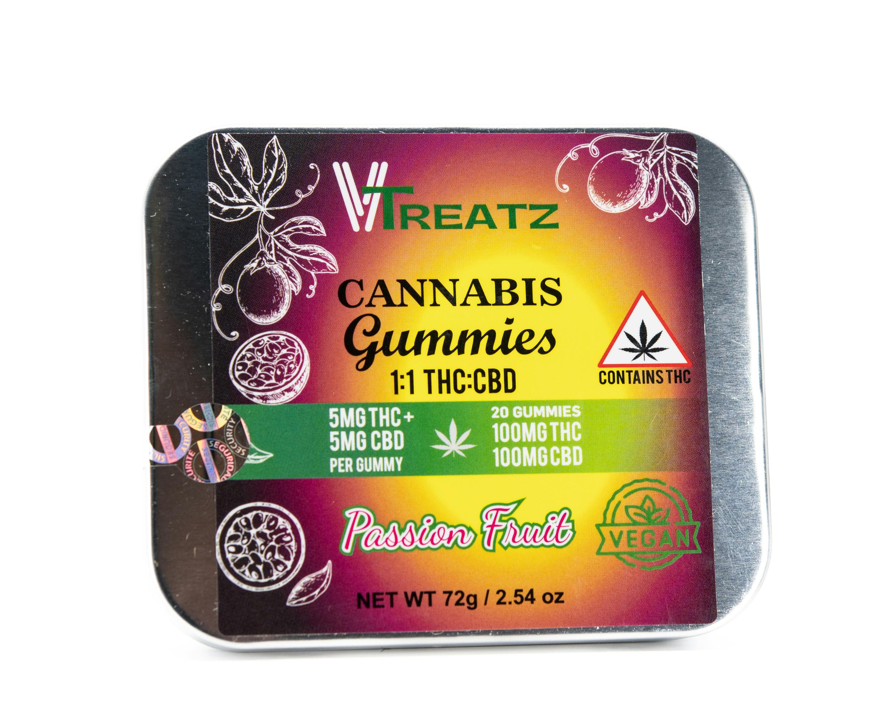 Passionfruit 1:1 THC:CBD Gummies, 5mg/20pk - 100mg | Edibles