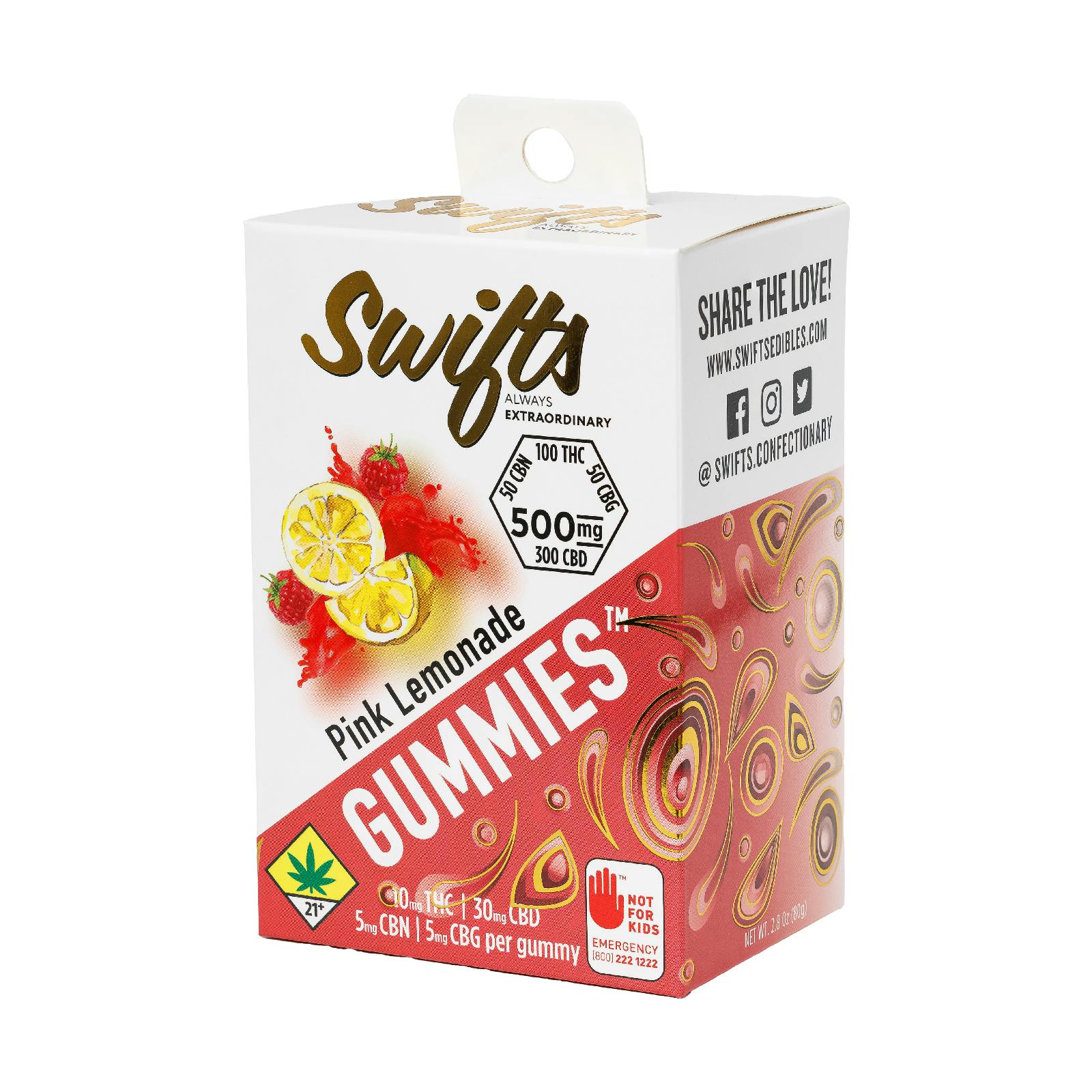Swifts Gummies | Pink Lemonade MAX 10pk 500mg - 2.8oz, Edibles