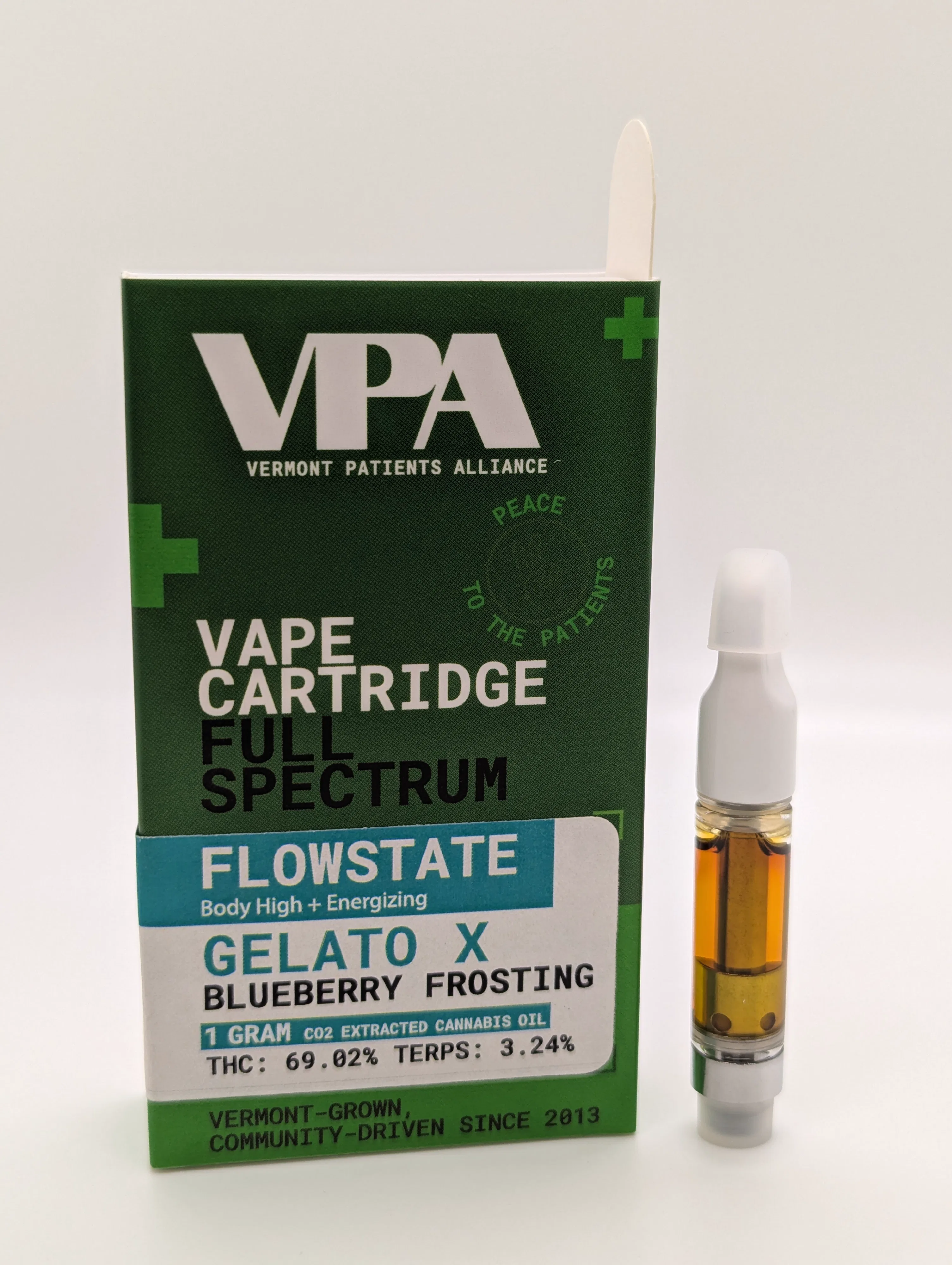 Gelato Blueberry Frosting, 1g Full Spectrum Vape Cartridge - 1g | Vape | Vermont Patients Alliance | Zenbarn Farms (Rec) Gelato Blueberry Frosting, 1g Full Spectrum Vape Cartridge - 1g | Vape | Vermont Patients Alliance | Zenbarn Farms (Rec)