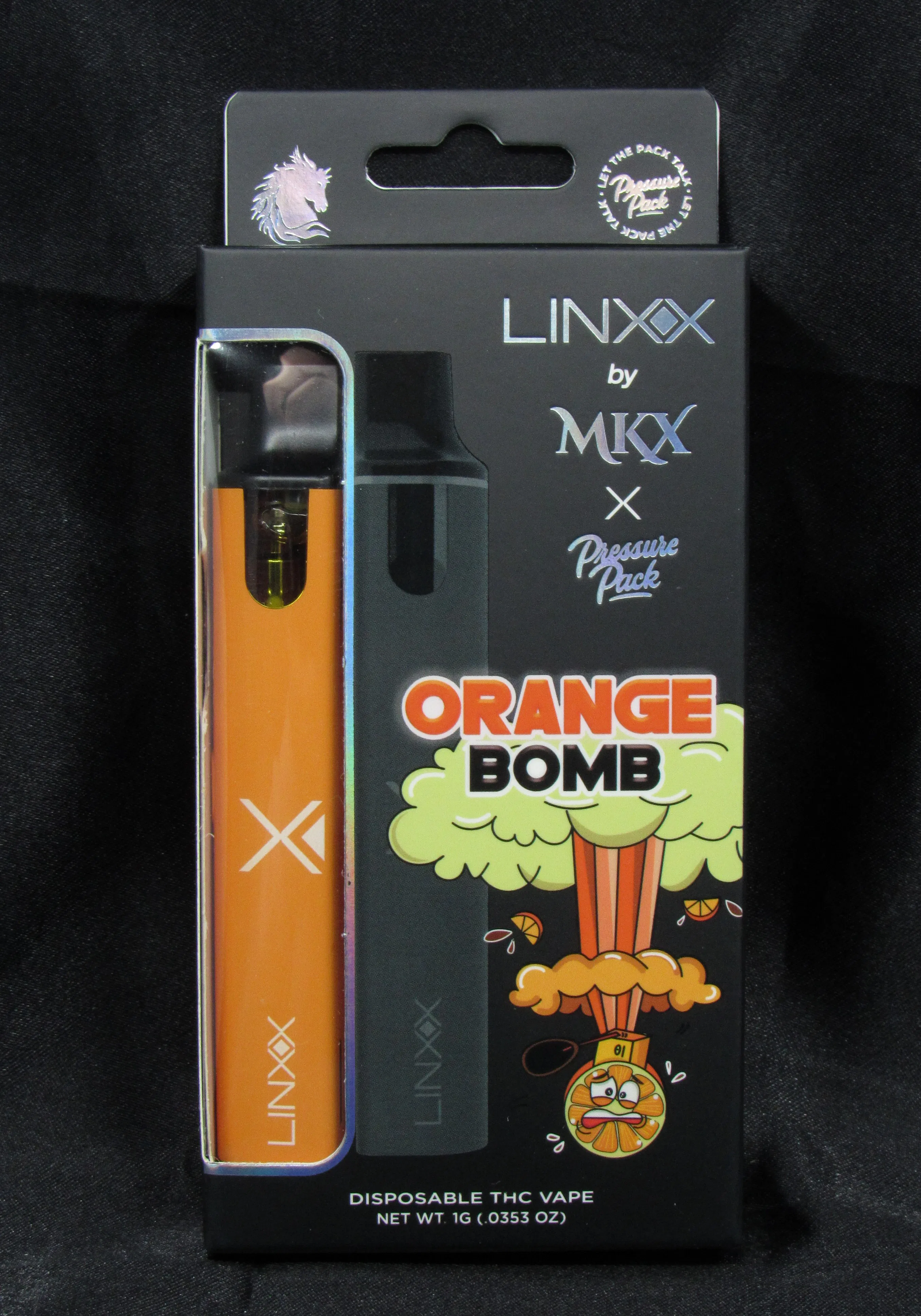 Shop LINXX x MKX x Pressure pack Orange Bomb 1g Disposable THC Vape | LINXX - 1g Vapes/Carts at Elevated Exotics - Republic (Rec) Cannabis Dispensary Shop LINXX x MKX x Pressure pack Orange Bomb 1g Disposable THC Vape | LINXX - 1g Vapes/Carts at Elevated Exotics - Republic (Rec) Cannabis Dispensary