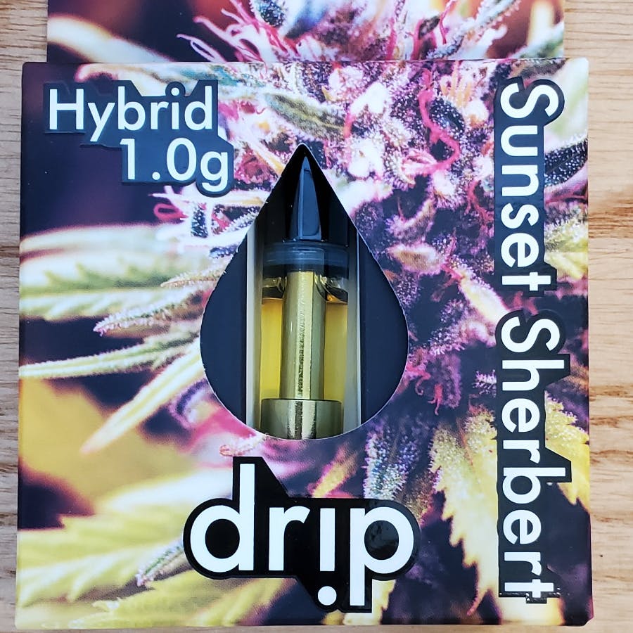 Shop Drip Sunset Sherbert 1g Distilliate 510 Cart | Drip - 1g Vapes/Carts  at Elevated Exotics - Republic (Rec) Cannabis Dispensary