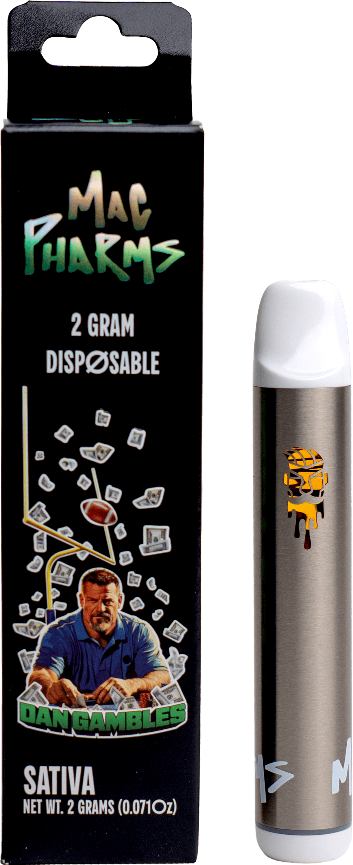 Shop Mac Pharms Dan Gambles 2g AIO Disposable | Mac Pharms | Sativa - 2g  Vapes/Carts at Elevated Exotics