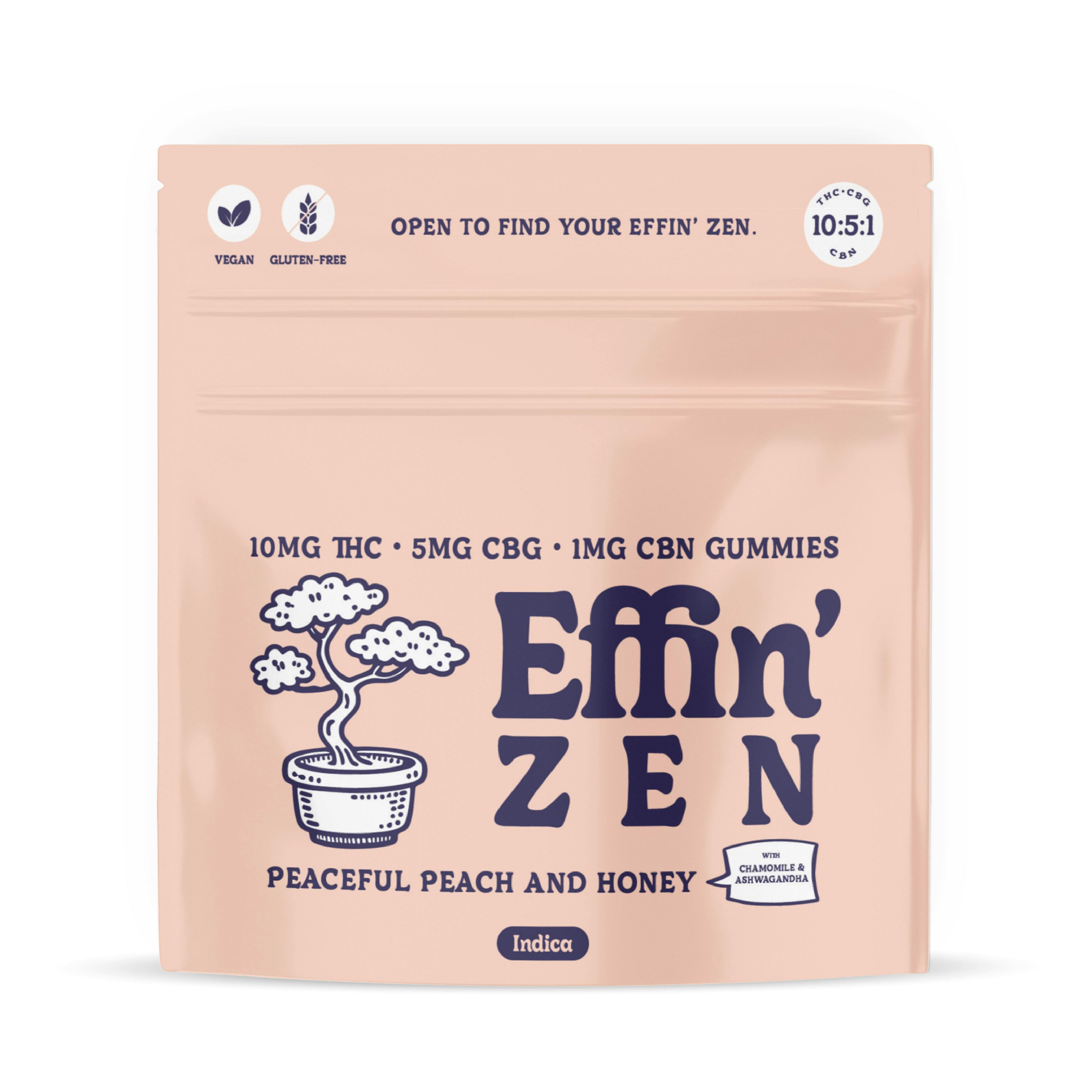 Effin - Zen Peaceful Peach and Honey 10:5:1 THC:CBG:CBN - 10pk
