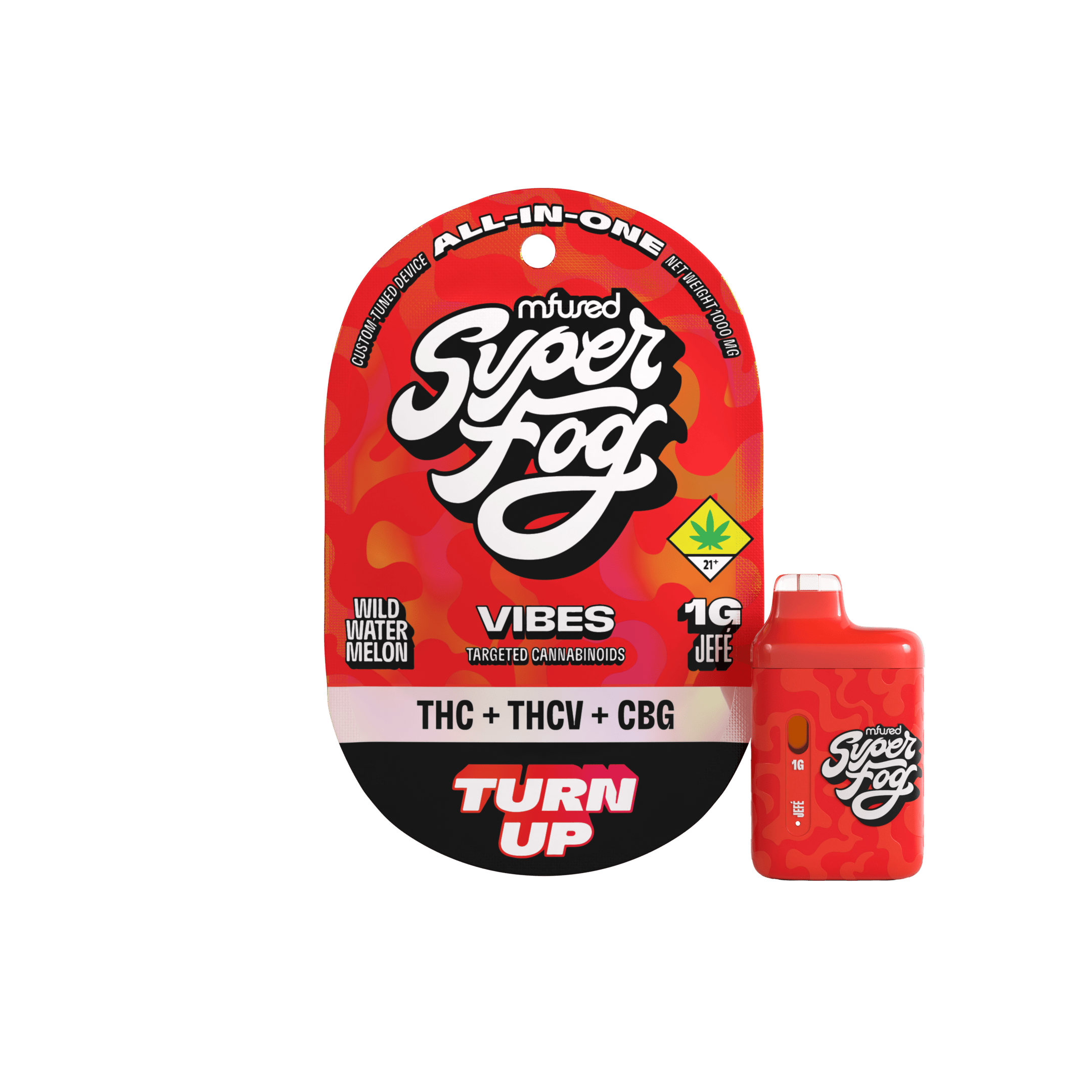 mfused disposable vape Turn Up CBG Vibes Super Fog Flavour:Mango / 2 Pack / 20mg Mellow Melody Cannabis Dispensary | Curaleaf