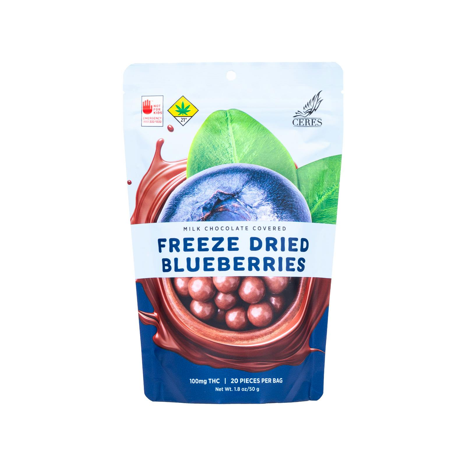Ceres | Freeze Dried Blueberry Indica Chocolate 20pk 100mg - 1.8oz