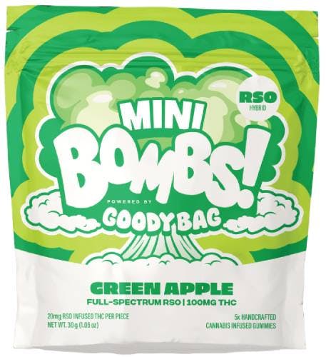 GREEN APPLE MINI BOMB RSO GUMMIES 5PK - 100mg | Edibles | GOODY