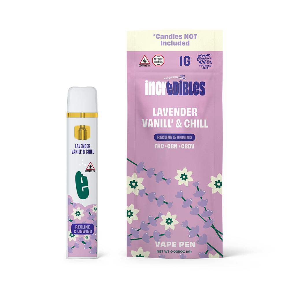 LAVENDER VANILLA | 1G | 14:1:1 THC:CBDV:CBN | DISPOSABLE - 1g | Vaporizers  | INCREDIBLES | at Nirvana Dispensary - Buy Cannabis Online NJ