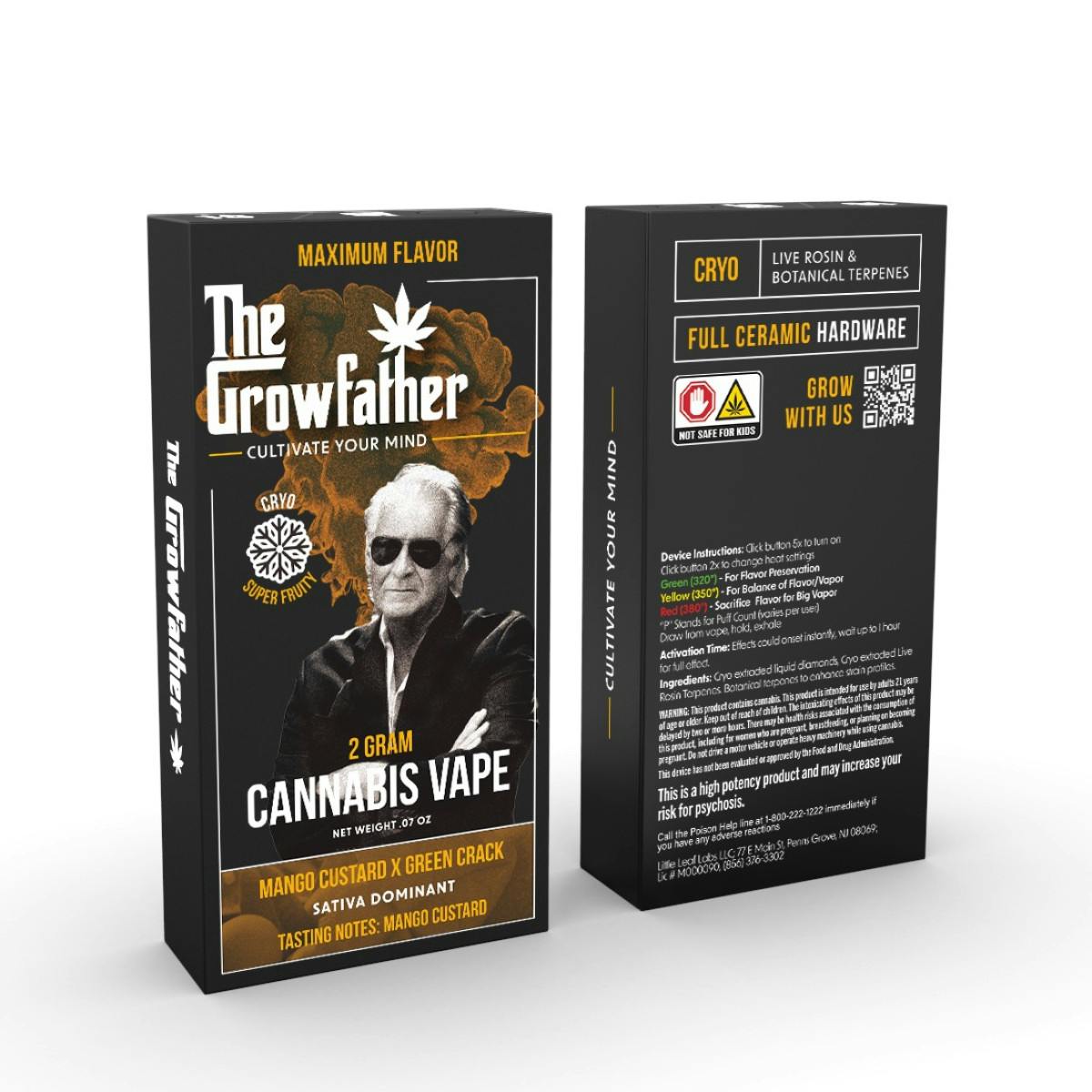 Growfather | Mango Custard Green Crack | Cryo Liquid Diamond | Disposable |  2g - 2g | Vaporizers | Growfather | Jersey Meds (Rec)