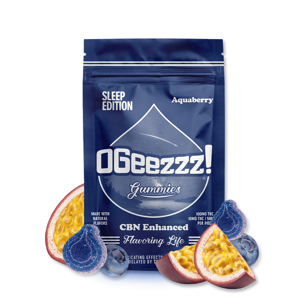 OGeez | Aquaberry Sleep Edition | 10pk of 10mg 2:1 THC:CBN Gummies