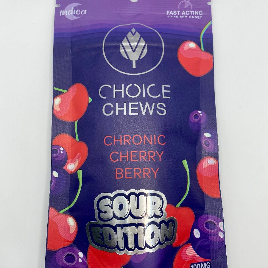 Choice Chews Sour Chronic Cherry Berry 100mg Sativa Choice Labs Manistee Recreational 6886