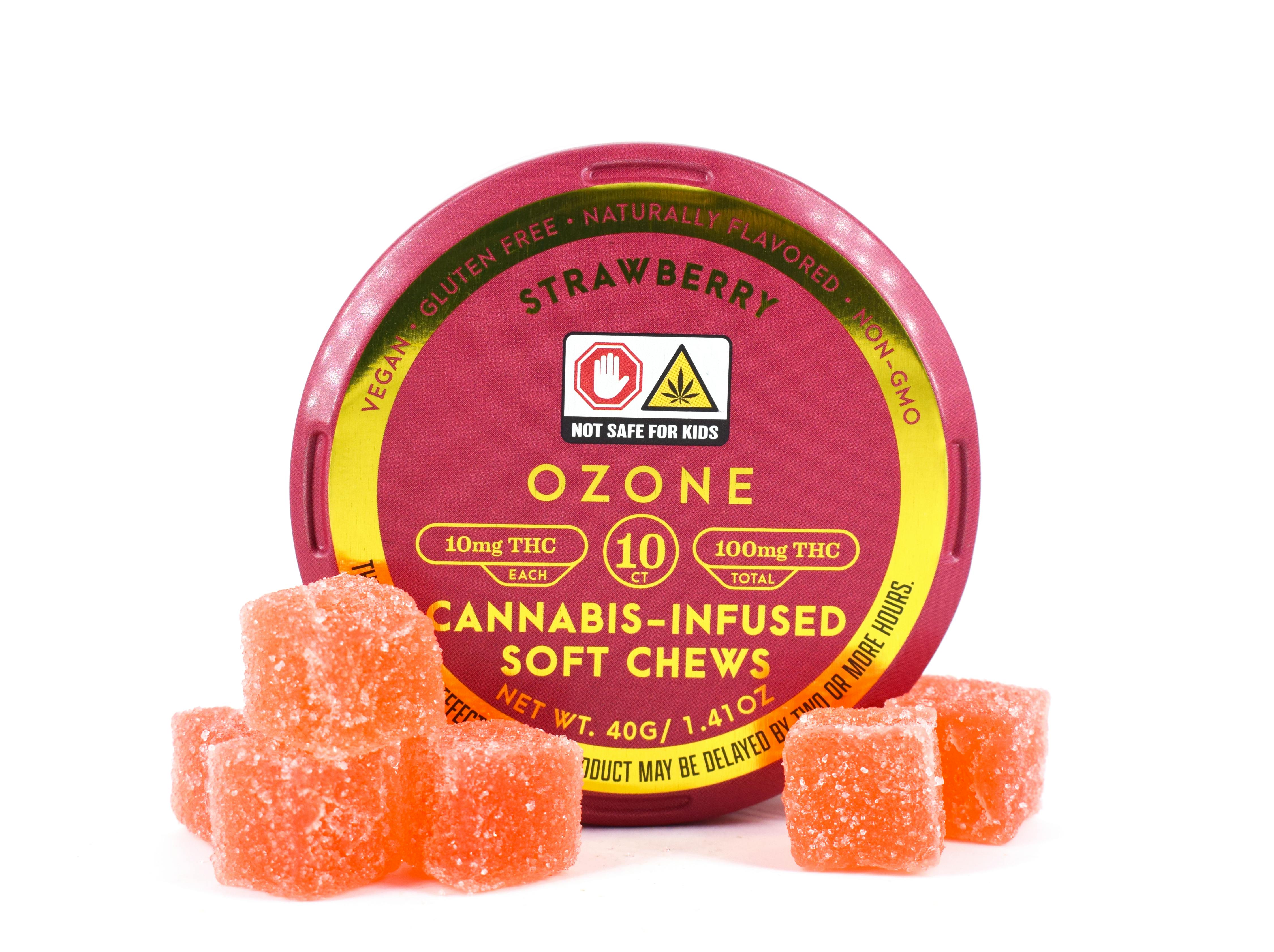 Shop recreational Strawberry Soft Chews 10 Pack 1g Edibles by Ozone