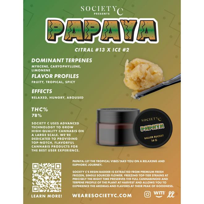 SOCIETY C – Papaya - Live Resin Badder - 14g for Sale in Menominee