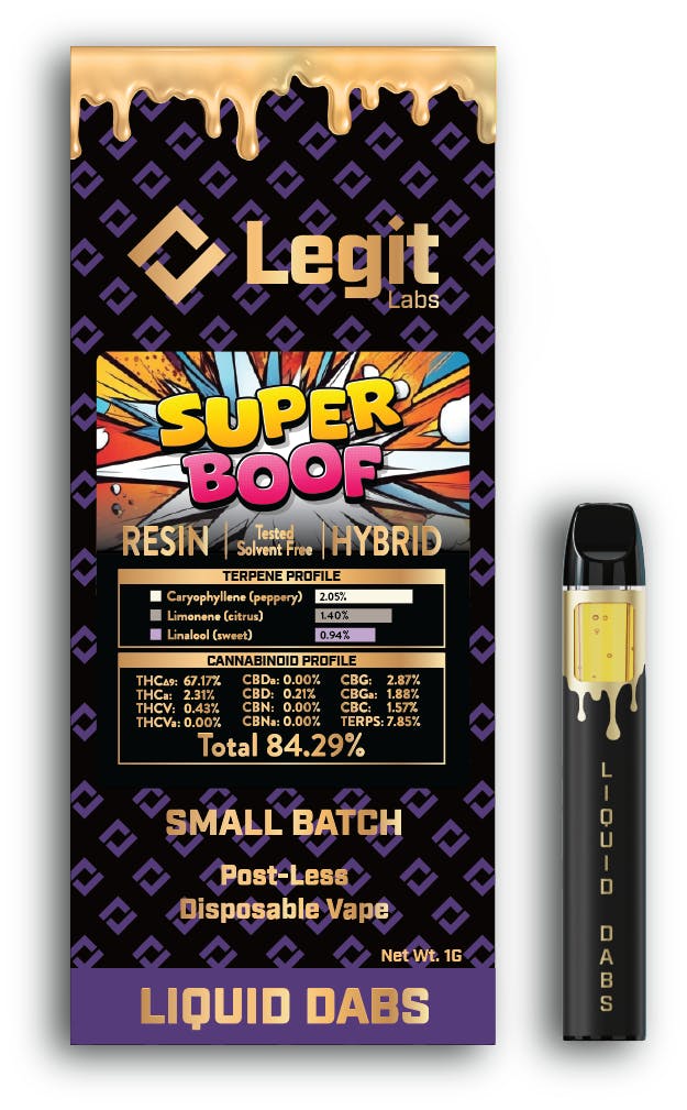 LEGIT LABS – SuperBoof | Postless Cured Resin Disposable Vape - 1g