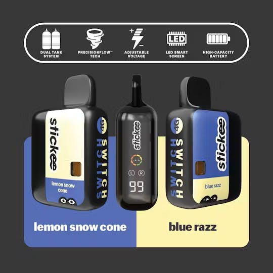 STICKEE  Blue Razz X Lemon Snow Cone | Live Resin X Liquid Diamonds  Disposable Vape - 4g for Sale in Menominee, MI | RiZE Dispensary