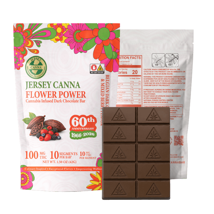 Jersey Canna - Flower Power Dark Chocolate Bar - With Mixed Berry