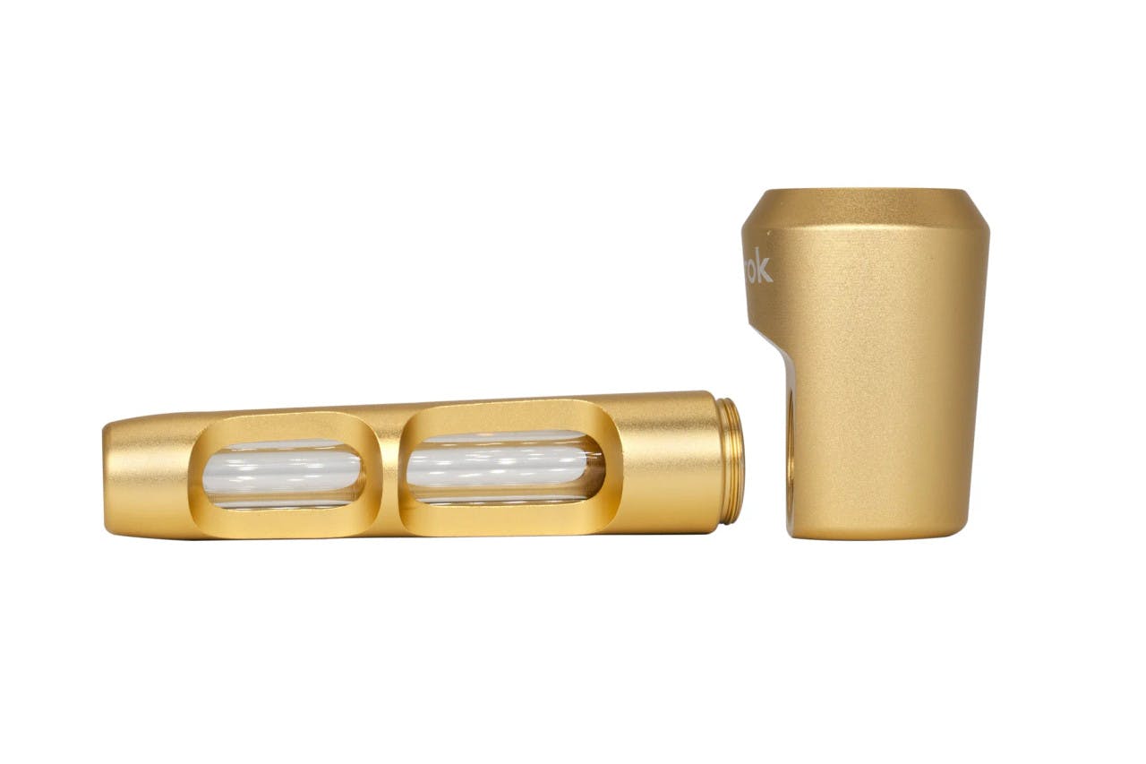Aluminum & Glass Spoon Pipe | Gold