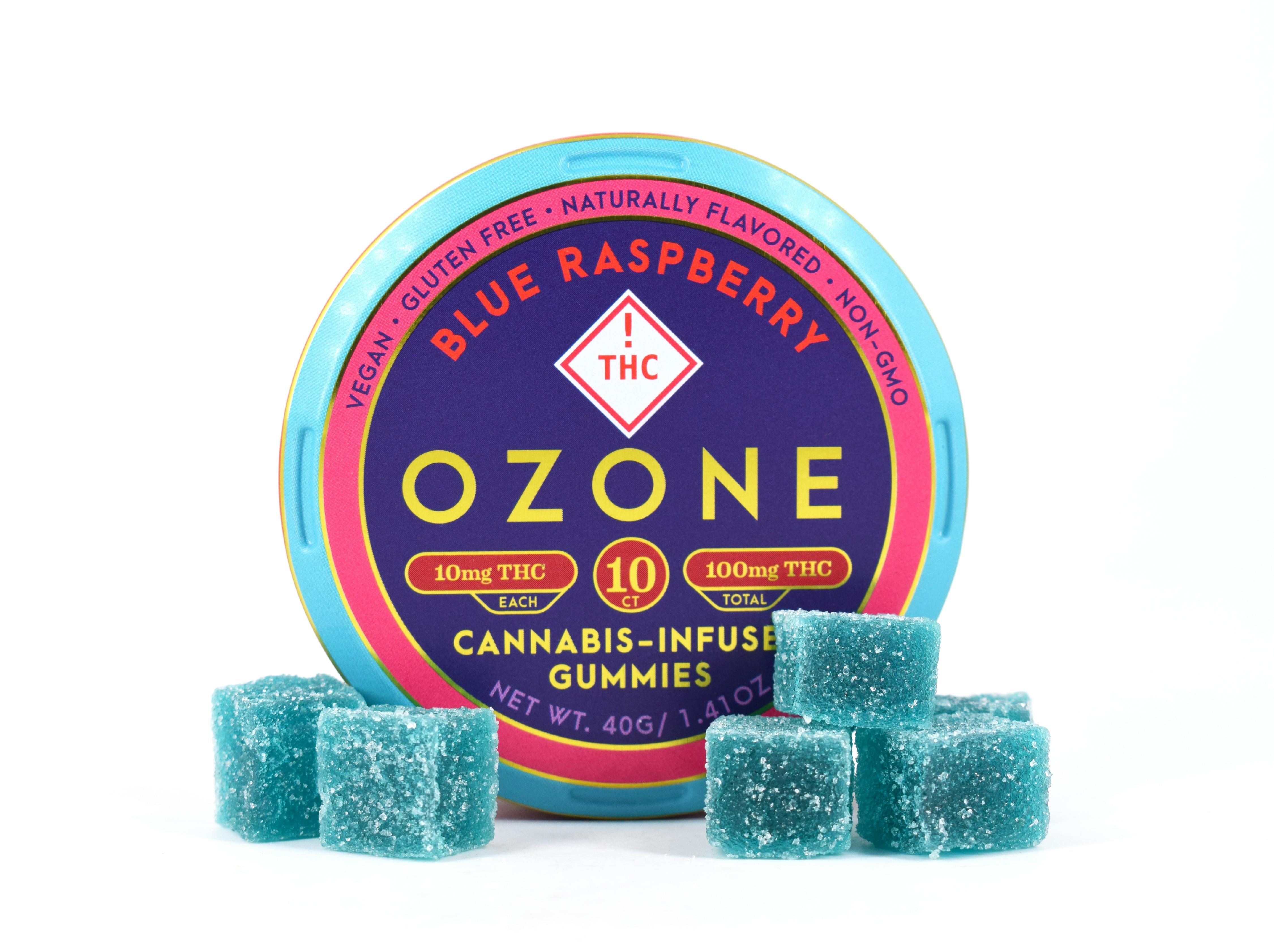 Blue Raspberry Gummies 10 Pieces 0.11g Edibles Ozone Carroll (Med) 3560 Dolson Court