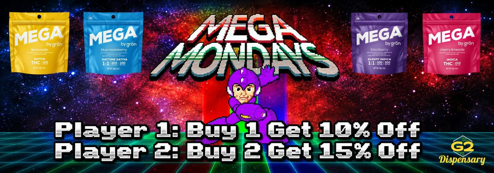 Mega Mondays Buy 1 get 10% off Buy 2 get 15% off