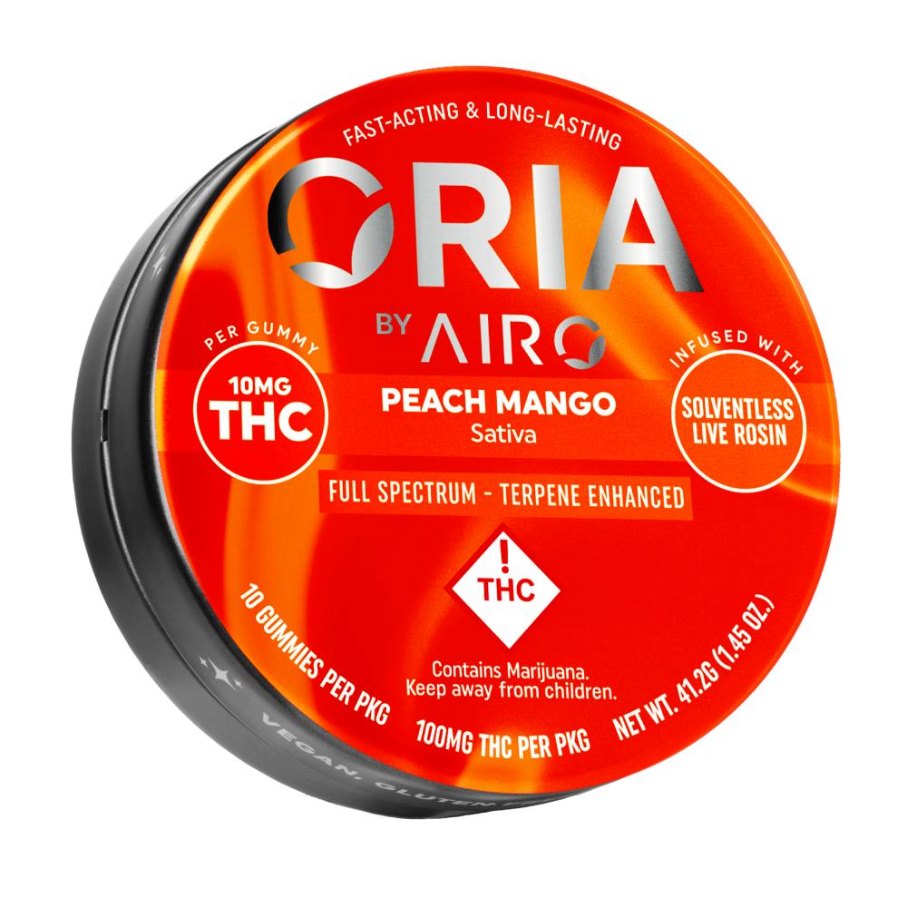 Peach Mango | Live Rosin | 10 pack - 100mg | Edibles | Oria | Blue