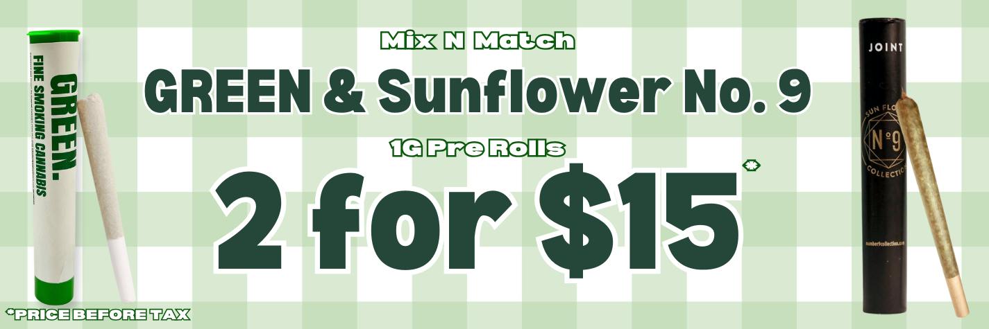 GREEN & Sunflower 2 for $15