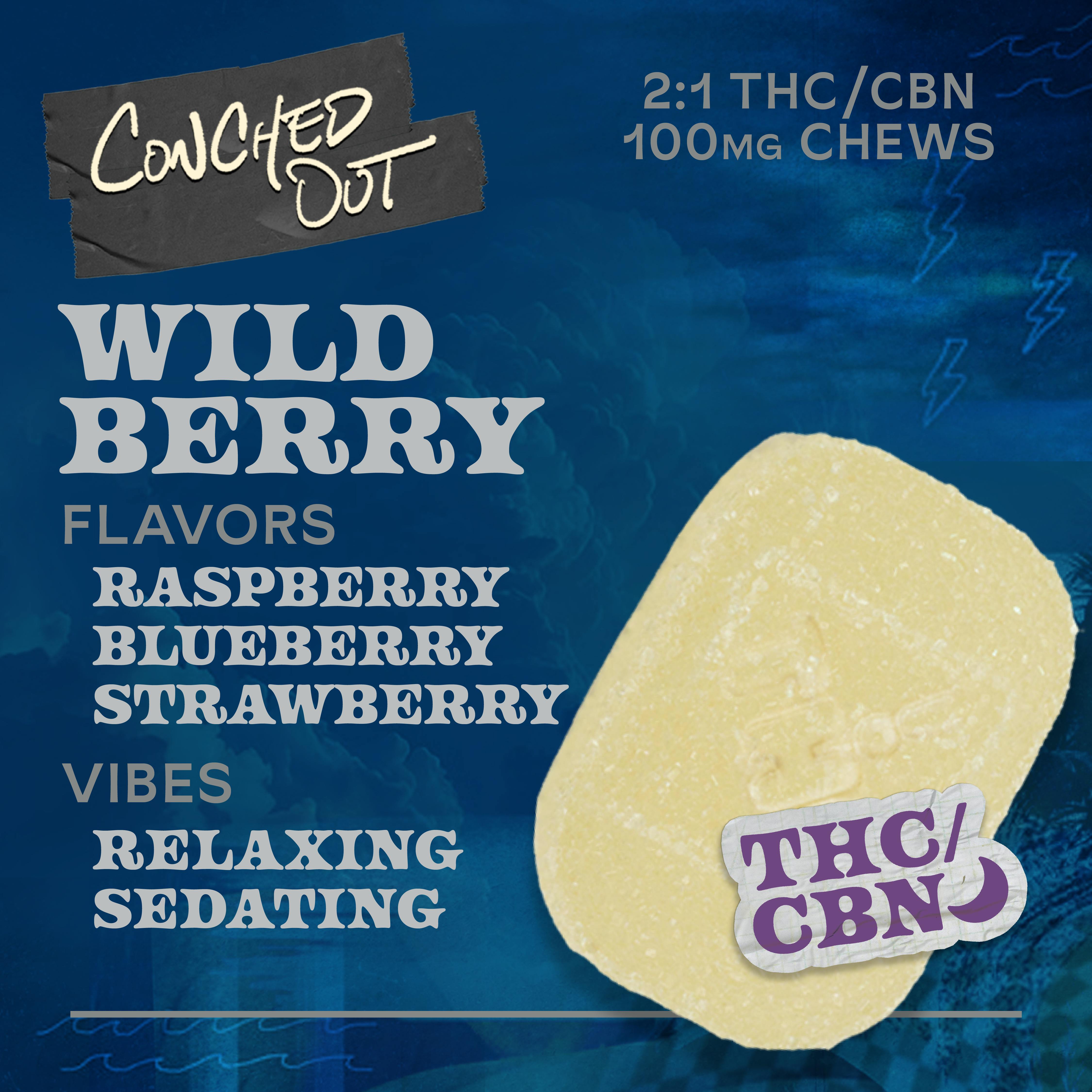Wildberry 2:1 THC:CBN 100mg THC Chews CBN - 0.1706mg | Edibles