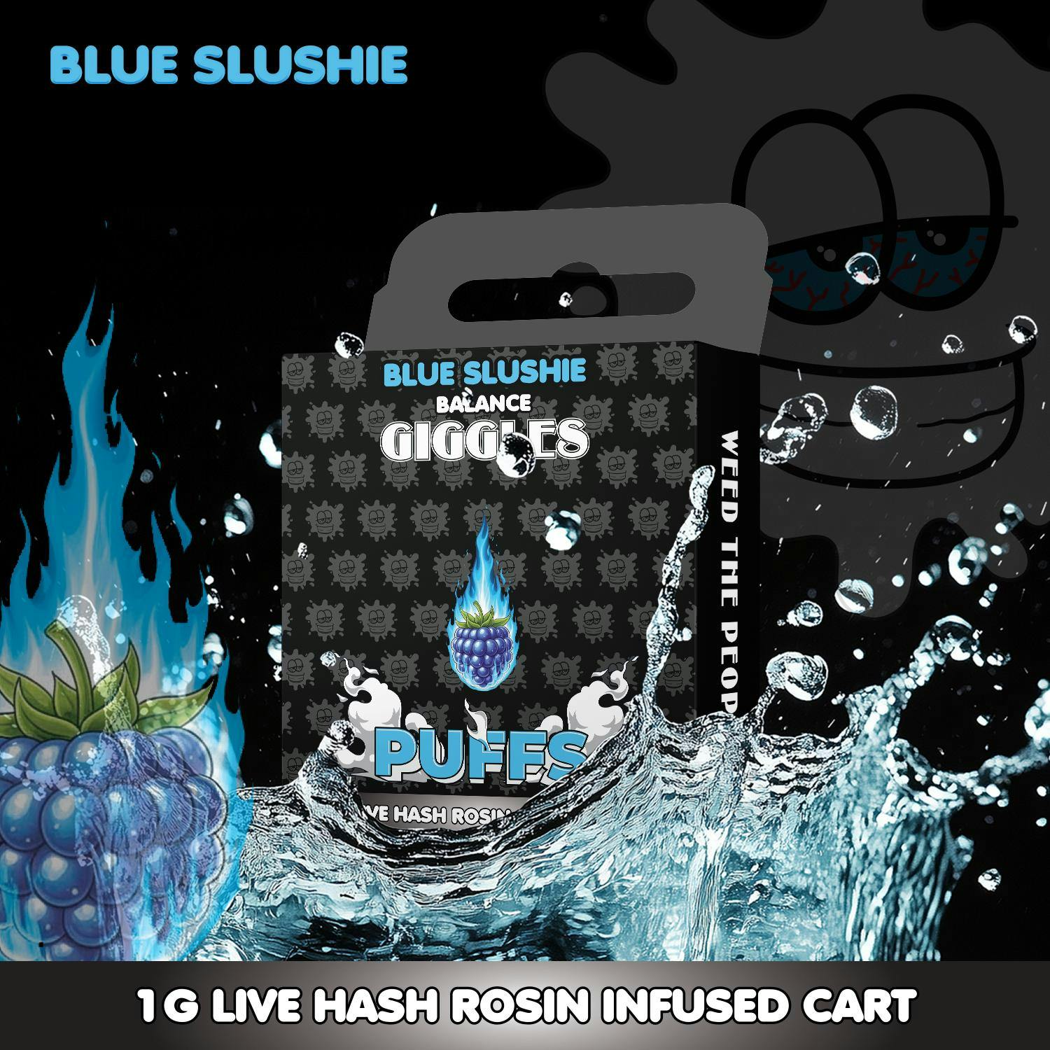 how much is elf bar vape GIGGLES Blue Slushie | Live Hash Rosin Infused Vape Cart - 1g for Sale in  Iron Mountain, MI