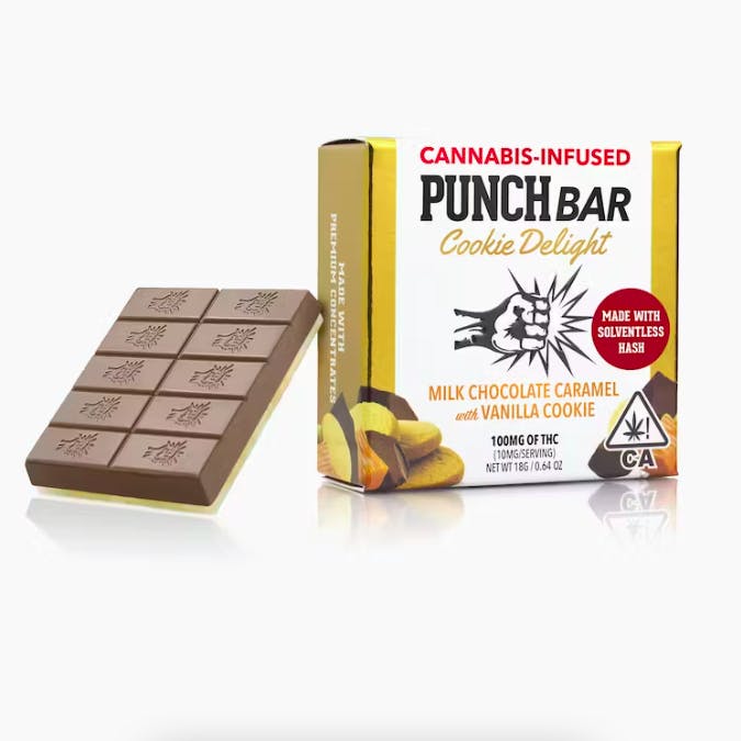 MILK CHOCOLATE CARAMEL WITH VANILLA COOKIE SOLVENTLESS PUNCHBAR