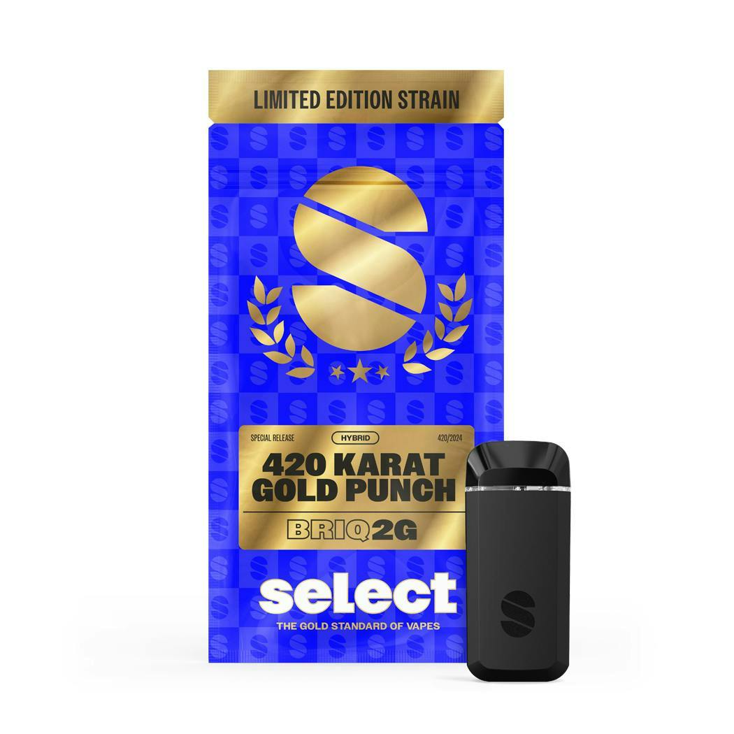 Select Briq 420K Gold Punch Disposable 2g - 2g (Hybrid) Vapes by Select |  AuraLight Dispensary