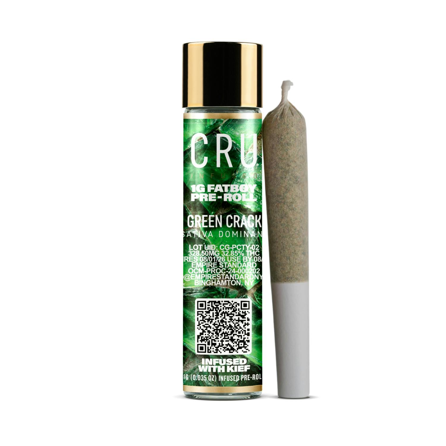 CRU | Green Crack Fat Boy | Infused Pre-Roll 1g - 1g | Pre Rolls