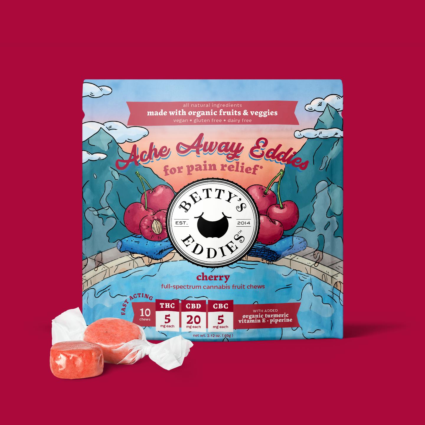 Ache Away Eddies - Cherry Fruit Chews 10 Pack (5mg/pc) 50mg - 0.05g ...