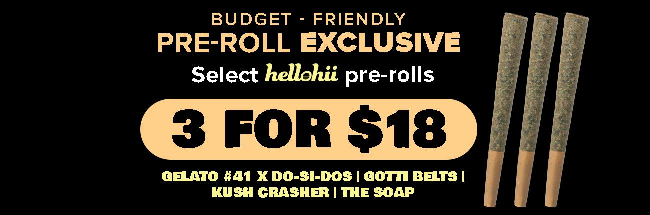 Select 1g Pre-Rolls 3 for $18