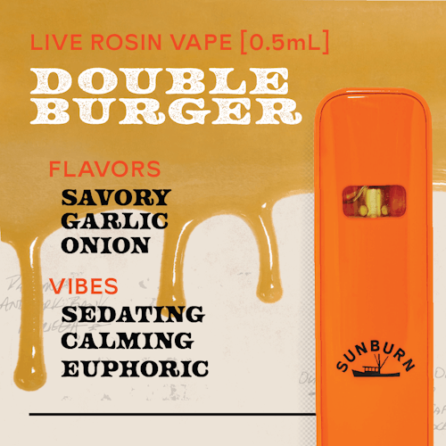 Double Burger 0.5g Live Rosin Disposable Vape Indica 0.5g