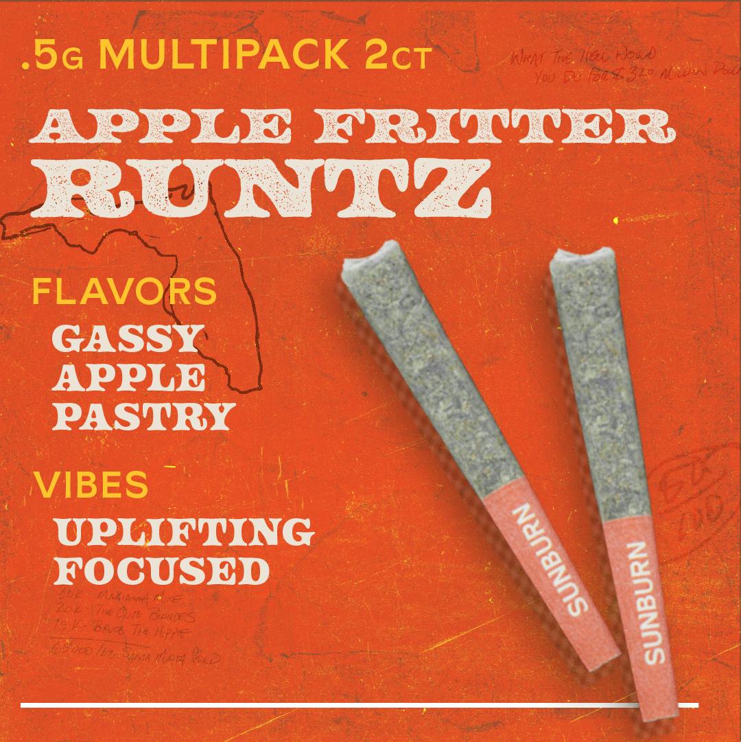 Apple Fritter Runtz 2ct Pre Rolls Whole Flower Hybrid 1g Pre Rolls Sunburn Sunburn Jax