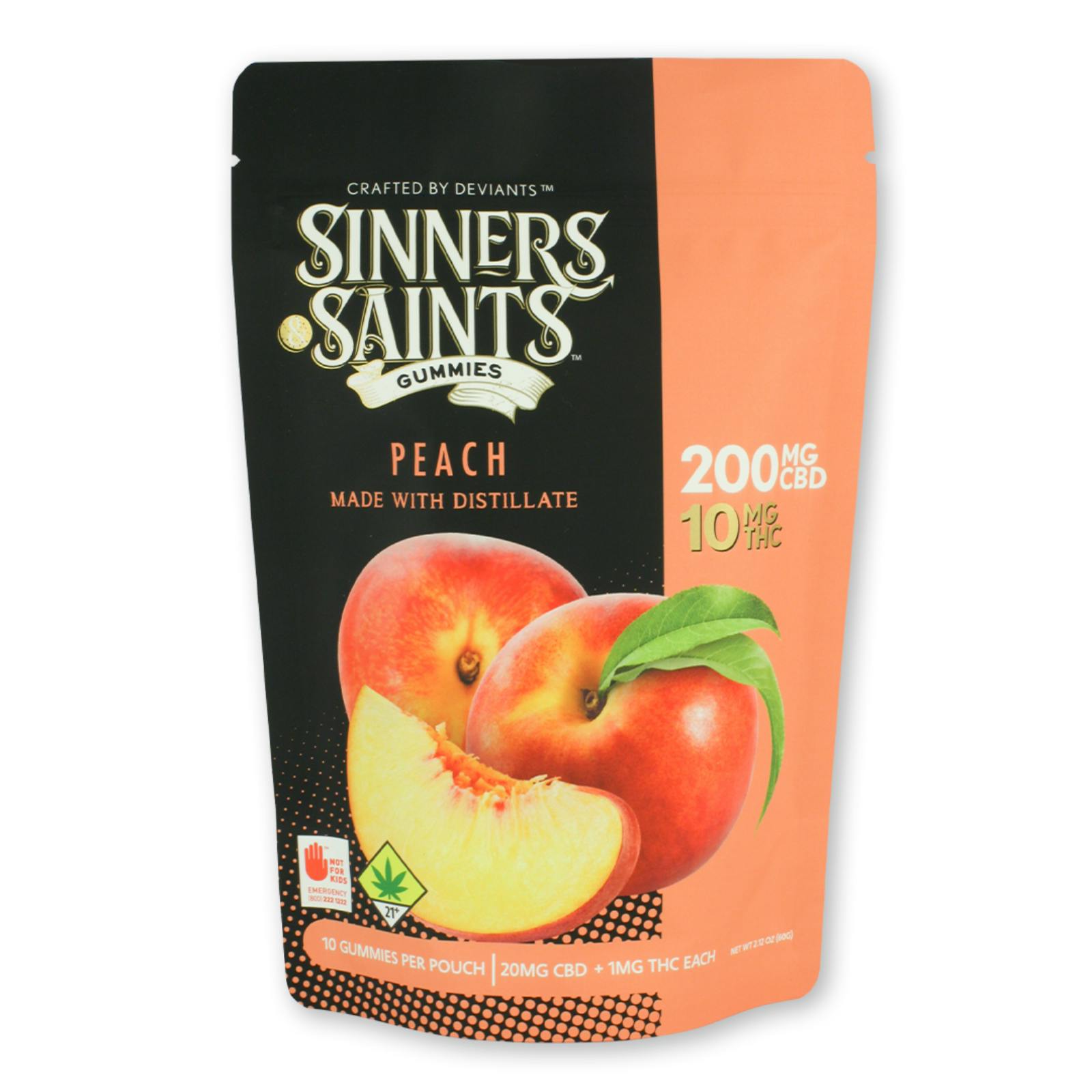 20:1 Sinners & Saints Gummies – Peach – 10pk