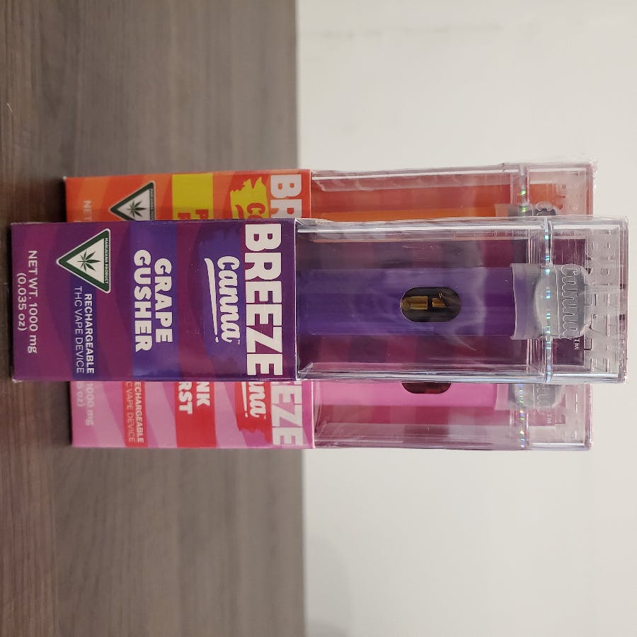 Shop Breeze Canna Grape Gusher Breeze Disposable THC Device 1g