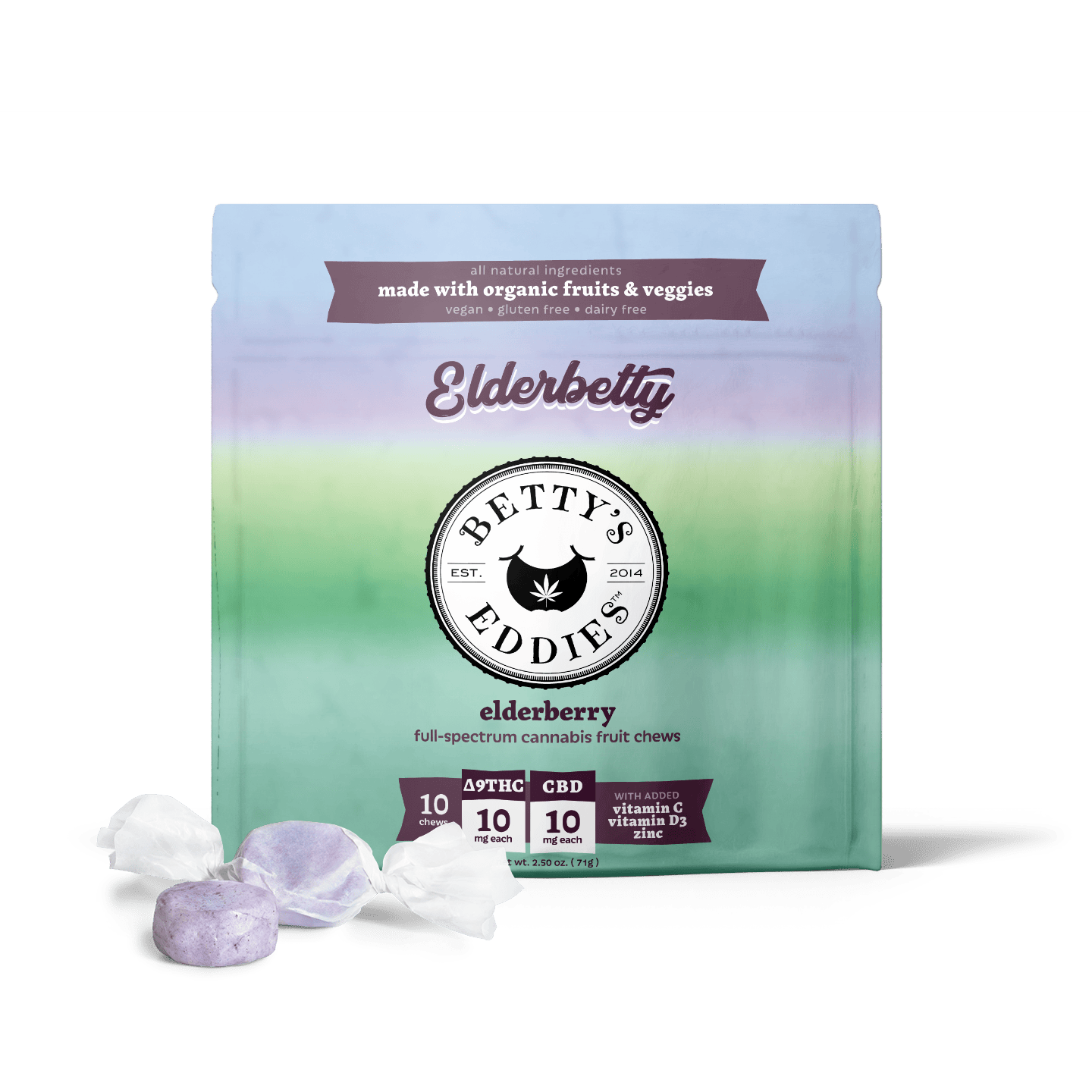 Elderbetty 11 Elderberry Chews 10 Pack 0.1g Edibles Betty's