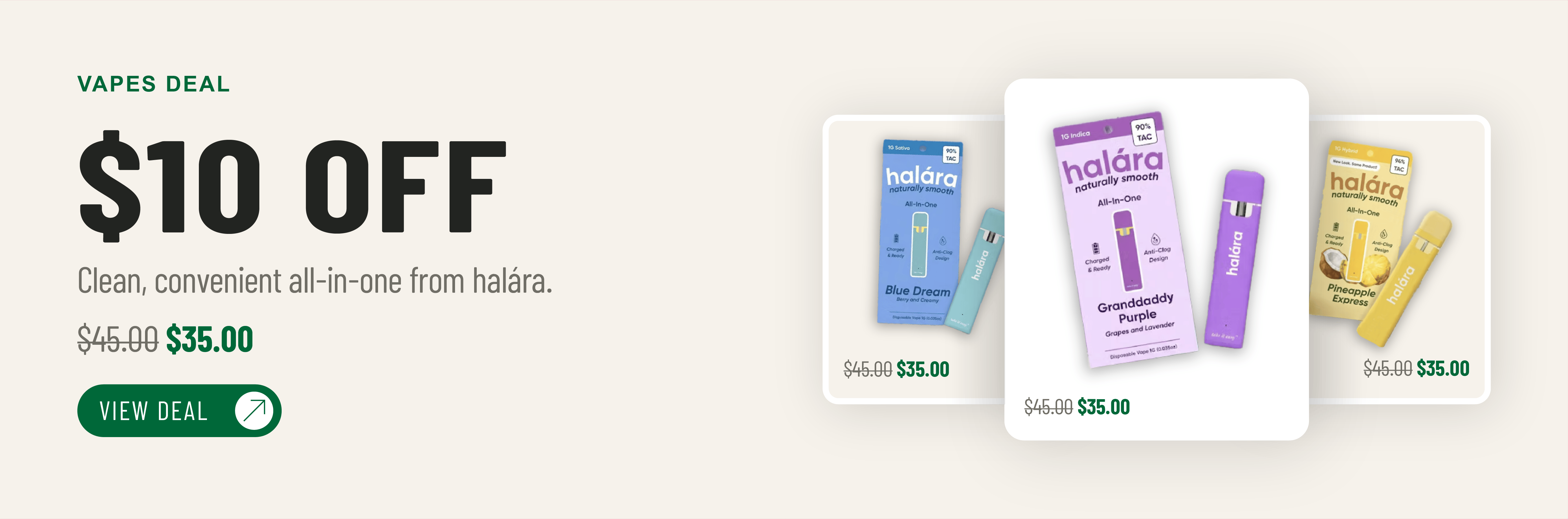 $10 off halára 1g AIOs
