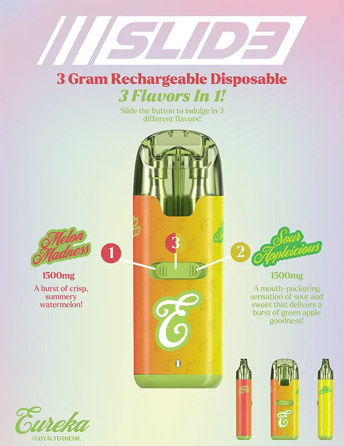 Eureka - Melon Madness/Sour Applelicious - Slide 3-in-1 Disposable Vape - 3g - 3g by Eureka | Buy Online White Plains NY Eureka - Melon Madness/Sour Applelicious - Slide 3-in-1 Disposable Vape - 3g - 3g by Eureka | Buy Online White Plains NY