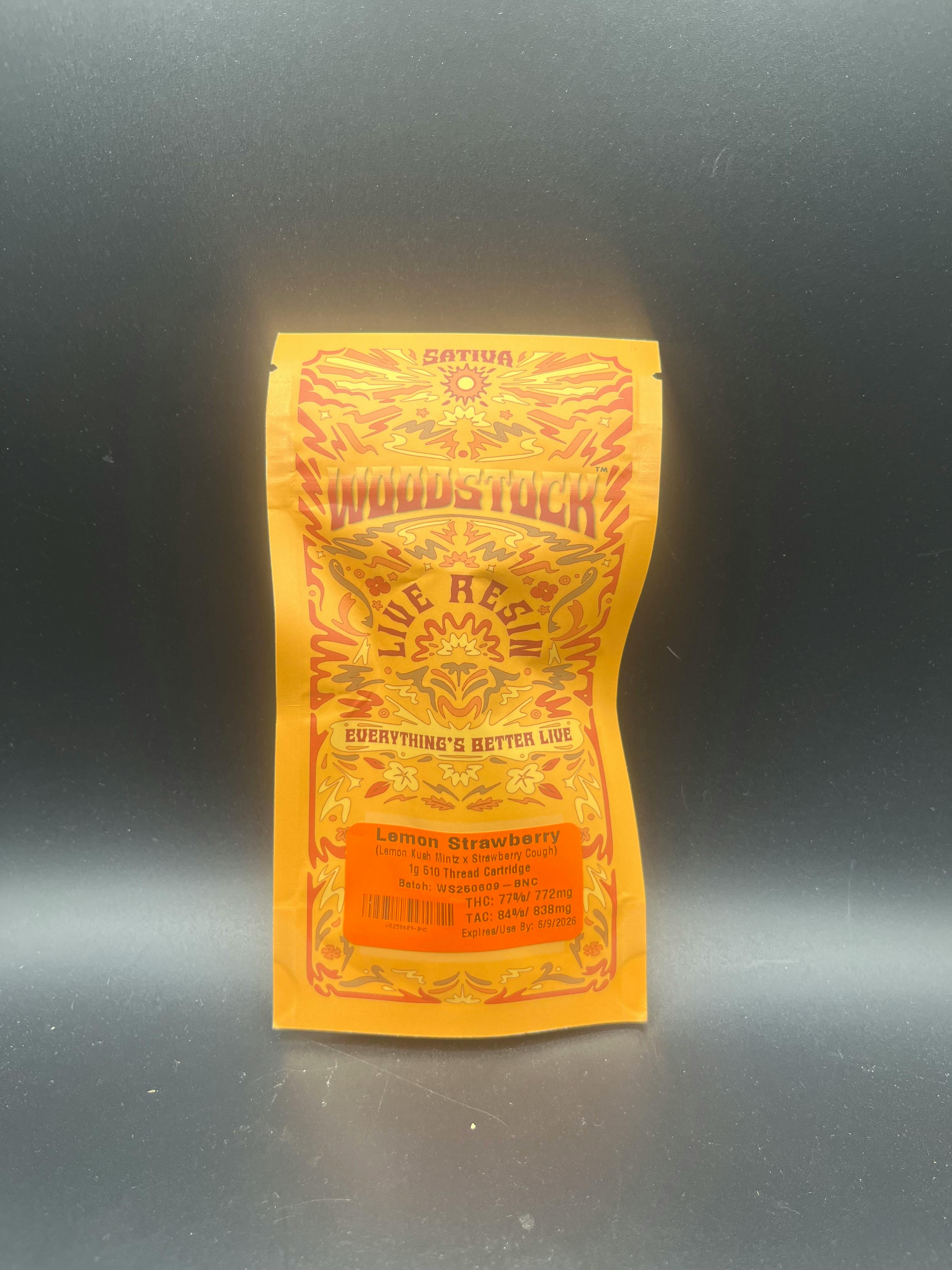 Woodstock - Lemon Strawberry - Live Resin Vape Cartridge - 1g - 1g