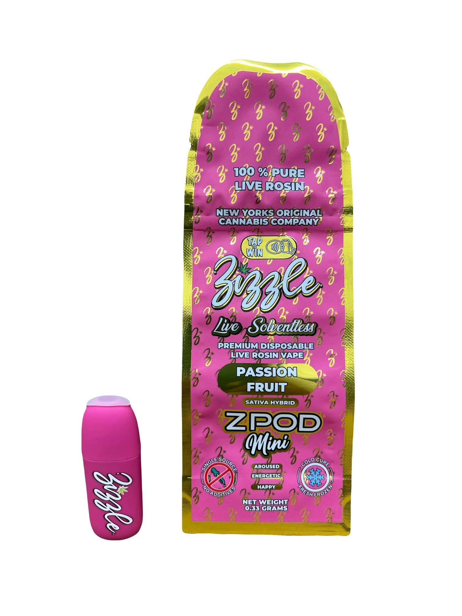 Zizzle - Passion Fruit - Live Solventless Rosin Disposable Vape