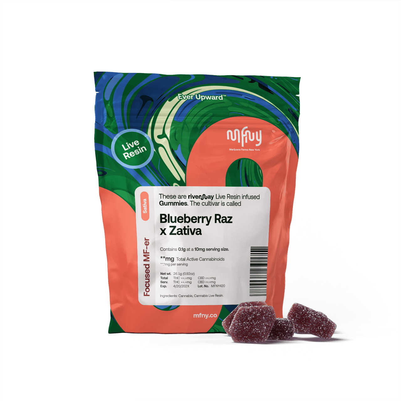 MFNY – Blueberry Raz x Zativa – Live Resin Gummies – 10pk - 100mg