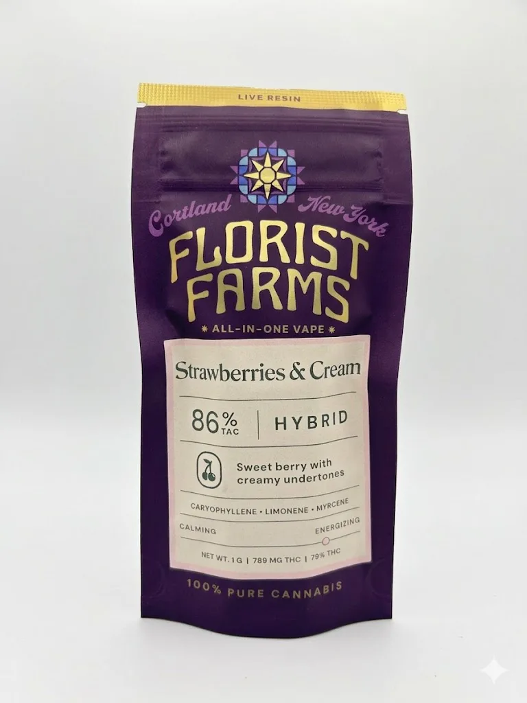 Florist Farms - Strawberries & Cream - Live Resin Disposable Vape - 1g - 1g by Florist Farms | Buy Online White Plains NY Florist Farms - Strawberries & Cream - Live Resin Disposable Vape - 1g - 1g by Florist Farms | Buy Online White Plains NY